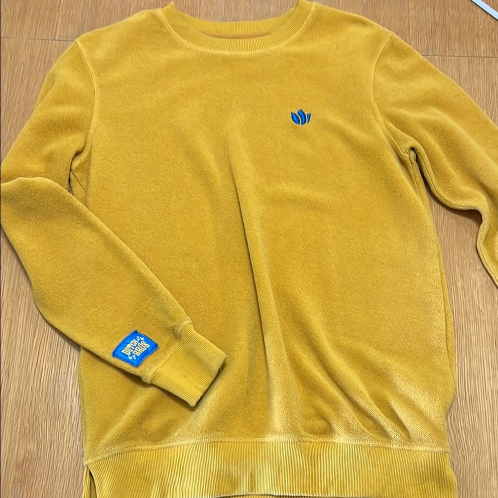 Dutch Bros Yellow Crewneck Sweater with Ribbed Cuffs